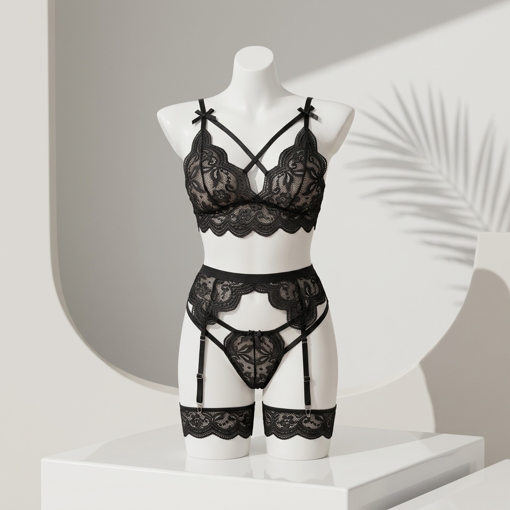 Conjunto de lingerie feminina  - Garter Belt Set avaliação e preço